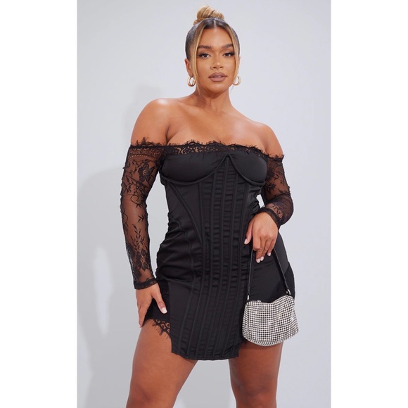 PrettyLittleThing Dresses & Skirts - Lace Bardot Corset Dress